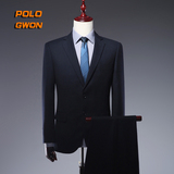 Pologwon高档暗花提纹男式休闲西服套装 秋冬厚西装外套 新品