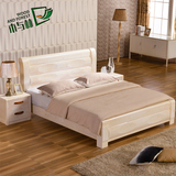 纯实木床白色床双人床榆木床1.8米 1.5米地中海风格简约中式婚床