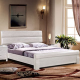 全实木床白色1.8米1.5 擦金开放漆 简约现代双人床高档老榆木床