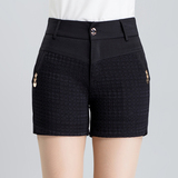 夏款女裤 韩版蕾丝大码修身中腰弹力超显瘦中年女士西装休闲短裤
