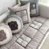 韩国代购 欧式纯棉组合沙发垫 美式田园蕾丝加厚防滑坐垫 （2色）