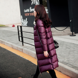 卡西玫2015冬季新款韩版轻薄羽绒服女士中长款羽绒衣外套修身大码