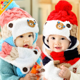 宝宝帽子围巾冬款 儿童帽子男童加绒保暖韩版女童帽小孩帽幼儿帽