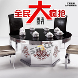 火锅餐桌椅子火锅桌圆桌电磁炉钢化玻璃餐桌韩式烧烤一体化火锅桌
