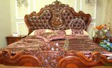 外贸欧式家具 欧式实木床 真皮1.8米床 双人婚床 古典实木床