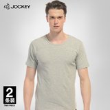 tot2件装Jockey男士T恤百搭灰色 棉质弹力纤维修身舒适吸湿背心