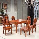 明式古典红木家具非洲缅甸花梨木长方桌西餐桌饭桌餐台一桌六椅