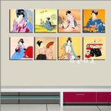 日本仕女图浮世绘 料理店日式装饰画 艺妓无框画客厅饭店挂画壁画