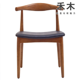 牛角椅现代主义风格咖啡椅真皮 西餐椅美式家具 牛皮实木牛角椅子