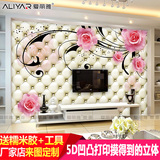 电视背景墙壁纸无缝大型壁画简约欧式软包玫瑰花朵客厅3D4D5D立体