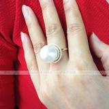 黛米尔珍珠 18K南洋白珠戒指13-14mm 强光正圆 高大上豪华精款