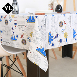 北欧风格简约现代棉麻餐桌布地中海洋蓝色长方形布艺定制茶几台布
