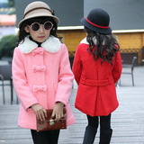 2016新款时尚女童棉衣冬季韩版中大童毛呢保暖夹棉外套