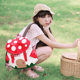 日系萌可爱双肩包女夏蘑菇个性小包包潮中学生书包韩版卡通小背包