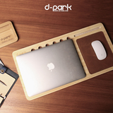 dpark 笔记本电脑13/14/15寸散热板 平板支架 木质座垫真皮鼠标垫
