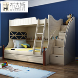 布达斯儿童床子母床上下铺E1级环保家具双层床实木高低床步梯床
