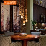 咦购热销 原创木艺个性创意吊灯 餐厅休闲吧咖啡馆实木灯饰