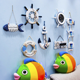 地中海挂件墙上装饰品船舵钟表海锚鱼挂件欢迎门牌挂件家居饰品