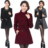正品牌新款2015羊绒大衣/韩版毛呢外套/正品牌中长款呢子女装特价