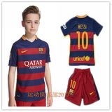 正品新款15-16巴塞罗那巴萨儿童球衣10号梅西短袖亲子装足球队服
