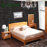 卧室纯实木床单双人床框架金柚木1.5 1.8米简约箱体床207
