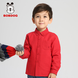 2015新款秋冬男童装加厚加绒衬衫儿童宝宝装长袖翻领衬衫红色黑色
