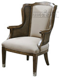 美式法式实木藤椅复古做旧藤艺书桌椅休闲藤椅单人沙发