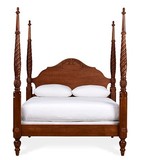 全实木家具定做英国经典柱式床 美式四柱雕花床卧室环保新婚床