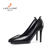 LADY LUNA/露娜小姐 秋季新款黑色单鞋正装高跟鞋牛皮浅口鞋子女