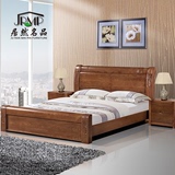 实木床双人床1.8米榆木床高箱床厚重款雕花现代中式婚床卧室家具