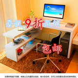 包邮简约简易台式电脑桌书桌书柜书架组合欧式儿童实木电脑桌书桌