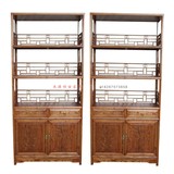 中式全实木二门二斗三层雕花书架书柜 展示柜置物架 明清仿古家具