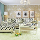 简约现代布艺沙发垫123组合半盖沙发垫沙发靠背扶手巾黑白色绒朵