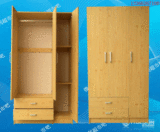 白橡色 环保板材带2个抽屉3门衣柜 衣橱 整体衣柜 卧室柜 阳台柜