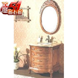 橡木实木欧式落地式小型浴室柜KF-027订制定做手工雕花浴柜洗脸柜