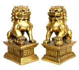 聚缘阁开光风水纯铜狮子摆件一对大小北京狮宫门狮家居铜工艺品