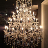 奢华客厅简约欧式水晶蜡烛吊灯现代复式楼梯中空别墅大厅工程灯具