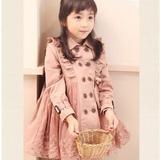 韩国童装女童秋冬装 儿童宝宝外套蕾丝风衣亏本双12