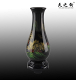 福州三宝脱胎漆器 传统特色民间纯工艺礼品 礼盒 漆器山水画花瓶