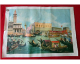 老资料挂图文革宣传画年画海报画册威尼斯的小艇