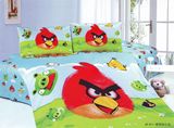 儿童床上用品 床单式全棉活性卡通三件套 单人床套件  愤怒的小鸟