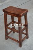 中式吧台椅实木 宜家高脚椅吧台凳 吧椅高凳碳化复古 木质吧台椅