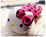 可爱H Kitty凯蒂猫 蝴蝶结波点趴趴午睡枕头/毛绒玩具公仔 抱枕