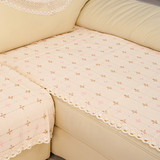 简家田园棉线宜家全棉粉十字坐垫组合夏季沙发垫凉沙发巾 飘窗垫