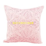 欧美风格简约靠垫 纯棉绣花沙发靠垫含芯 时尚个性靠枕抱枕花语粉