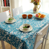 时尚北欧宜家 田园蓝色 棉麻桌布 外贸花纹茶几布台布餐桌布盖布