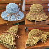 手工圆顶草帽子女夏天户外出游度假海边沙滩帽逛街休闲草编遮阳帽