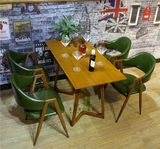定制 复古咖啡厅桌椅 实木西餐厅餐桌 创意个性古铜酒吧桌椅组合