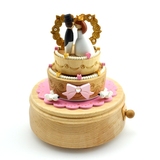 jeancard台湾木质旋转音乐盒八音盒创意生日送男女友新婚礼蛋糕