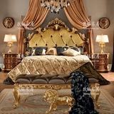 别墅卧室双人床欧式高档布艺婚床后现代时尚实木床1.8 2米法式床